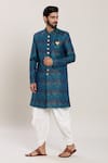 Buy_Arihant Rai Sinha_Blue Jacquard, Silk Scallop Woven Kurta Set_Online_at_Aza_Fashions