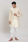 Buy_Aryavir Malhotra_Cream Kurta Silk Embroidery Zari Work Set _at_Aza_Fashions