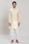 Aryavir Malhotra_Cream Kurta Silk Embroidery Zari Work Set _Online_at_Aza_Fashions