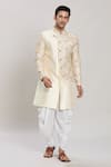 Shop_Aryavir Malhotra_Cream Kurta Silk Embroidery Zari Work Set _Online_at_Aza_Fashions