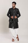 Buy_Arihant Rai Sinha_Black Silk, Velvet Zari, Sequins Embroidered Kurta Set _at_Aza_Fashions