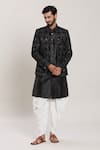 Arihant Rai Sinha_Black Silk, Velvet Zari, Sequins Embroidered Kurta Set _Online_at_Aza_Fashions