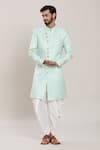 Buy_Arihant Rai Sinha_Blue Silk, Jacquard Geometric Woven Kurta Set _at_Aza_Fashions