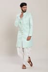 Buy_Arihant Rai Sinha_Blue Silk, Jacquard Geometric Woven Kurta Set _Online_at_Aza_Fashions
