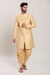 Buy_Aryavir Malhotra_Gold Jacquard Woven Bloom Kurta With Peshawari Pant _at_Aza_Fashions