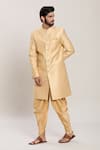 Shop_Aryavir Malhotra_Gold Jacquard Woven Bloom Kurta With Peshawari Pant _Online_at_Aza_Fashions