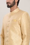 Aryavir Malhotra_Gold Jacquard Woven Bloom Kurta With Peshawari Pant _at_Aza_Fashions