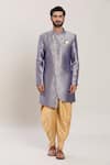 Arihant Rai Sinha_Grey Jacquard, Silk Embroidery Blossom Jaal Woven Kurta With Peshawari Pant _Online_at_Aza_Fashions