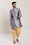 Buy_Arihant Rai Sinha_Grey Jacquard, Silk Embroidery Blossom Jaal Woven Kurta With Peshawari Pant _Online_at_Aza_Fashions