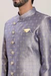 Shop_Arihant Rai Sinha_Grey Jacquard, Silk Embroidery Blossom Jaal Woven Kurta With Peshawari Pant _Online_at_Aza_Fashions