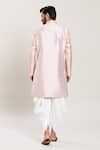 Shop_Aryavir Malhotra_Pink Silk Woven Vintage Blossom Attached Jacket Kurta Set_at_Aza_Fashions