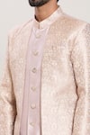 Aryavir Malhotra_Pink Silk Woven Vintage Blossom Attached Jacket Kurta Set_at_Aza_Fashions