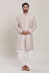 Buy_Aryavir Malhotra_Purple Malai Silk Embroidery Sequin Gul And Zari Kurta With Peshawari Pant _at_Aza_Fashions