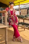 Buy_Soniya G_Magenta Silk Blend Printed Abstract Round Embroidered Cape Pant Set _at_Aza_Fashions