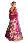 Shop_Soniya G_Magenta Silk Blend Printed Floral V Neck Metal Work Lehenga Set _Online_at_Aza_Fashions