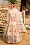 Buy_Soniya G_Ivory Silk Blend Embroidered Chitta And Mirror Work Anarkali With Dupatta _at_Aza_Fashions