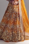 Shop_Ruchika Hurria_Orange Net Embroidered Pearl Plunge Neck Sequin Lehenga Set _at_Aza_Fashions