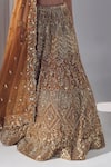 Shop_Ruchika Hurria_Gold Net Embroidered Sequin Leaf Neck Tassel Detailed Lehenga Blouse Set _at_Aza_Fashions