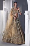 Ruchika Hurria_Gold Net Embroidered Sequin Square Crystal Lehenga Set _Online_at_Aza_Fashions