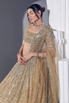 Shop_Ruchika Hurria_Gold Net Embroidered Sequin Square Crystal Lehenga Set _Online_at_Aza_Fashions