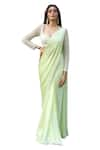 Richa Jaisinghani Label_Green Satin Georgette Embroidery Border Embellished Saree With Blouse  _Online_at_Aza_Fashions