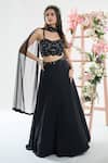 Buy_Basanti - Kapde Aur Koffee x AZA_Black Georgette Embroidered Sequins Sweetheart Floral Blouse Lehenga Set_at_Aza_Fashions