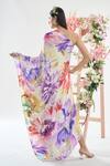 Basanti - Kapde Aur Koffee x AZA_Multi Color Crepe Printed Floral One Shoulder Abstract Kaftan_Online_at_Aza_Fashions