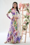 Buy_Basanti - Kapde Aur Koffee x AZA_Multi Color Crepe Printed Floral Zero Neck Abstract Anarkali With Dupatta_at_Aza_Fashions