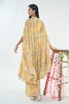 Basanti - Kapde Aur Koffee x AZA_Yellow Chinon Printed Floral Blouse Sweetheart Cape And Sharara Co-ord Set_Online_at_Aza_Fashions