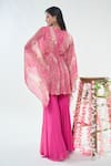 Basanti - Kapde Aur Koffee x AZA_Pink Georgette Printed Sequins Round Paisley Gathered Tunic And Sharara Set_Online_at_Aza_Fashions