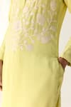 Shyam Narayan Prasad_Yellow Georgette Hand Embroidered Floral Round Kurta Set _Online_at_Aza_Fashions