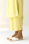 Buy_Shyam Narayan Prasad_Yellow Georgette Hand Embroidered Floral Round Kurta Set _Online_at_Aza_Fashions