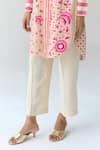 Buy_Shyam Narayan Prasad_Pink Chanderi Hand Block Printed Floral Stand Collar Kurta Pant Set  