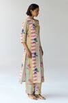 Shop_Shyam Narayan Prasad_Multi Color Georgette Hand Block Printed Floral Bock Kurta And Trouser Co-ord Set _Online_at_Aza_Fashions