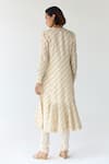 Shop_Shyam Narayan Prasad_Beige Chanderi Hand Block Printed Floral Round Embroidered Striped Kurta Set _at_Aza_Fashions