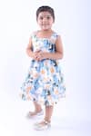 LA DEE DA_Blue Cotton Blend Printed Daisy Double Layer Dress  _Online_at_Aza_Fashions