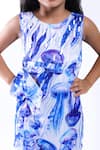 LA DEE DA_Blue Cotton Blend Printed Jellyfish Fish Jumpsuit  _Online_at_Aza_Fashions