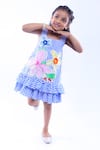 Shop_LA DEE DA_Blue Cotton Blend Stripe Pattern Frill Dress  _Online_at_Aza_Fashions