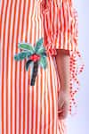 Buy_LA DEE DA_Orange Cotton Blend Embroidered Stripe Pattern Short Dress  _Online_at_Aza_Fashions