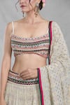 Buy_Samyukta Singhania_Multi Color Lehenga And Dupatta Banarasi Silk Woven Bandhani Bloom Crest Deep Set 