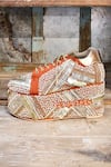 Shop_Tiesta_Orange Pearls Poppy Encrusted Bridal Sneaker Platform Wedges_at_Aza_Fashions