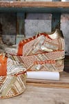 Tiesta_Orange Pearls Poppy Encrusted Bridal Sneaker Platform Wedges_Online_at_Aza_Fashions