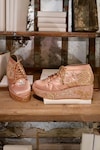 Shop_Tiesta_Pink Sequins Bloom Embroidered Bridal Sneaker Platform Wedges_at_Aza_Fashions