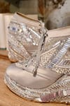 Tiesta_Grey Pearls Poppy Bridal Sneaker Platform Wedges_Online_at_Aza_Fashions