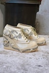 Buy_Tiesta_Gold Pearls Embroidered Bridal Sneaker Wedges_at_Aza_Fashions