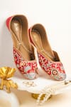 Buy_Azora_Red Zardozi Nazarah Garden Embroidered Juttis _at_Aza_Fashions