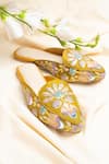 Buy_Azora_Yellow Sequin Mystique Blossom Embroidered Mules _at_Aza_Fashions