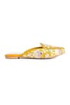 Azora_Yellow Sequin Mystique Blossom Embroidered Mules _Online_at_Aza_Fashions