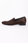 BUBBER COUTURE_Brown Mesh Brooks Pointed-toe Moccasin Shoes _Online_at_Aza_Fashions