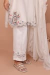 Buy_Shetab Kazmi_Ivory Mul Chanderi Embroidered Cutwork V-neck Floral Kurta Culottes Set _Online_at_Aza_Fashions